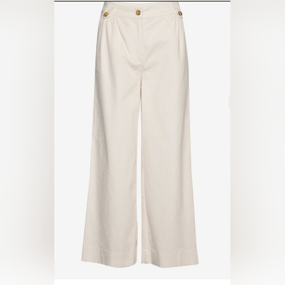 Just Female Tirsa Trousers NWT $168 Jet Stream Ivory Corduroy Wide Leg Sz. M - Picture 4 of 9